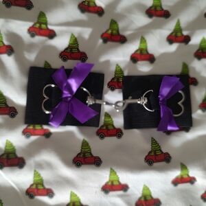 Kids Black Hair Clips with Purple Bows